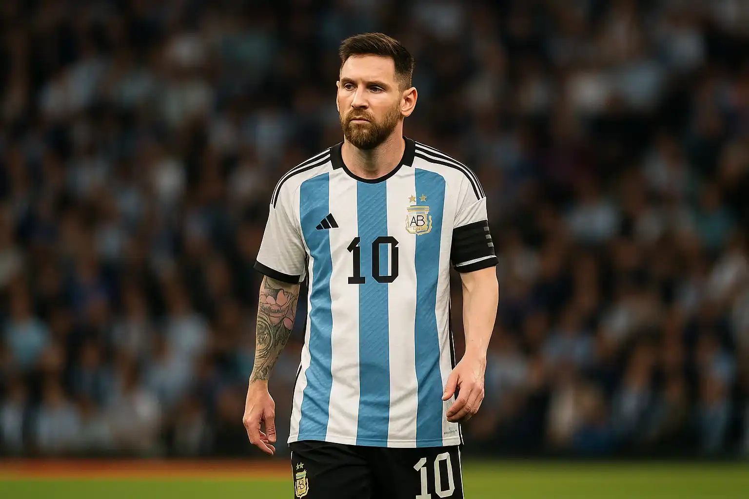 Messi đi bộ, ánh mắt như đang chọn món cho bữa tối.